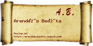 Arendás Beáta névjegykártya