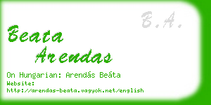 beata arendas business card